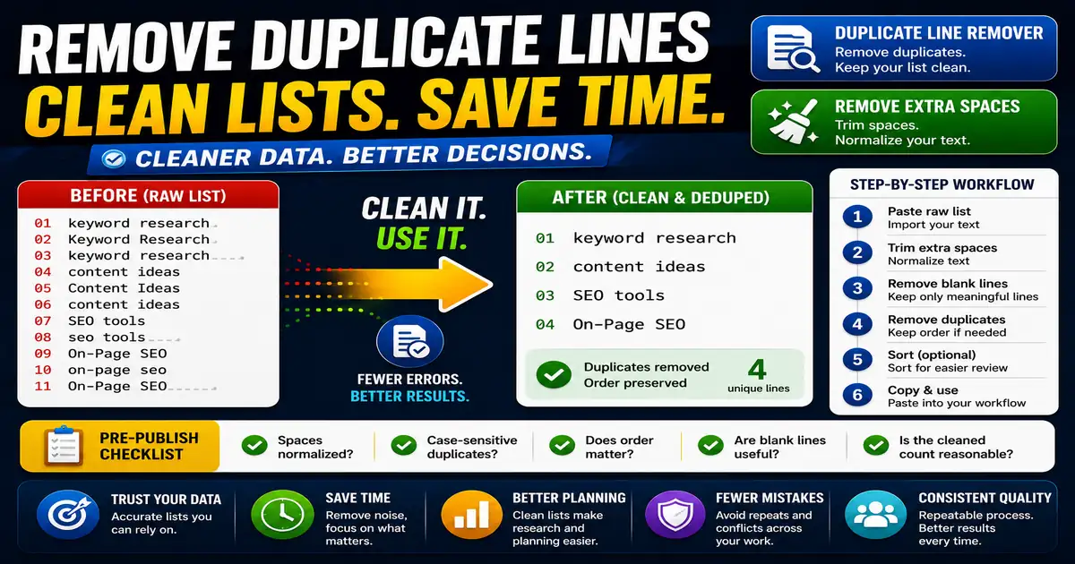 How to Remove Duplicate Lines from Lists and Keywords